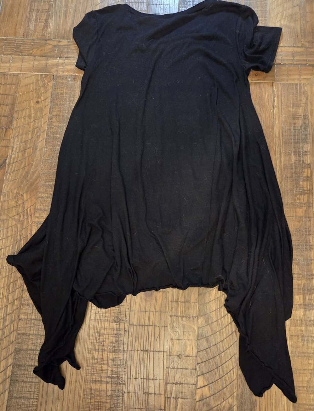 Vintage Christy Fisher short-sleeve Boho tunic handkerchief hemline Size S
